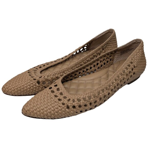 Birdies Goldfinch Woven Flats Womens Beige Slip On Shoes Leather Lined Size 8 - Picture 2 of 11